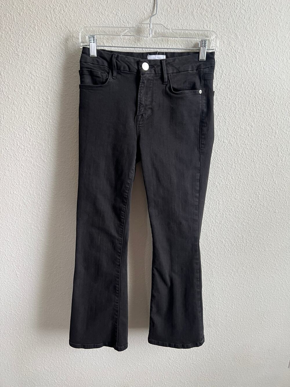 Frame Le Crop Mini Boot Black Jeans Women's 26 Stretch Mid Rise Minimalist Rock
